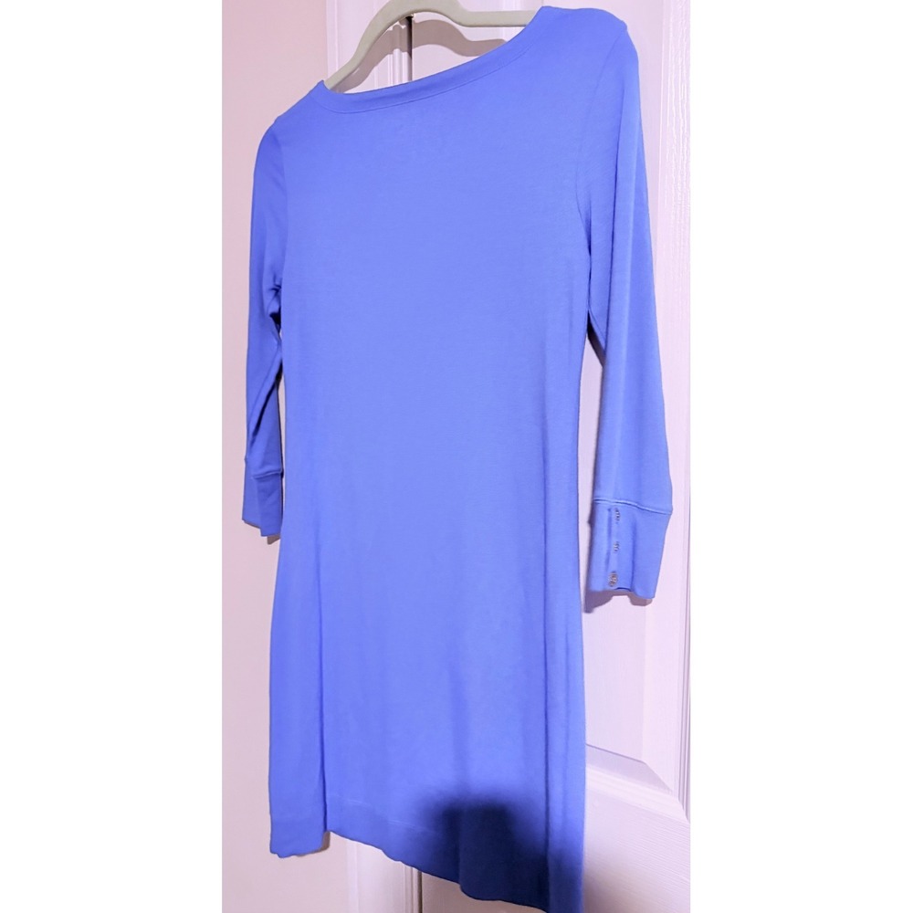 Lilly Pulitzer Marlowe Boatneck T-Shirt Dress Blue Gold Button XS 20141 - Picture 3 of 6